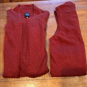 EILEEN FISHER Woman 1X *Set/2* Brick 100% Linen Open Cardigan Sweater & Vest